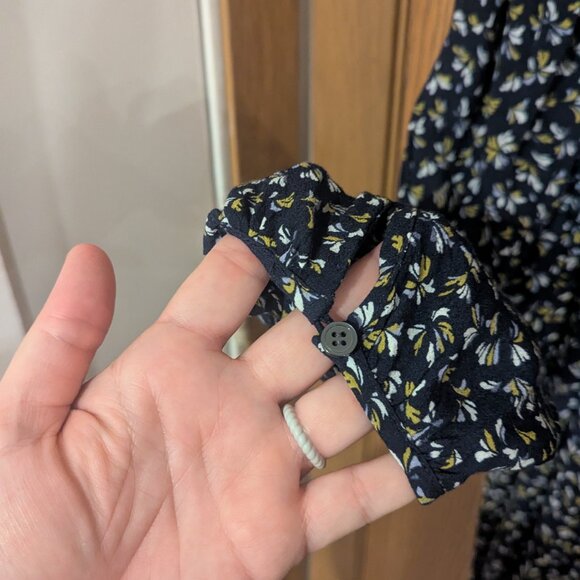 Loft Women's Navy Tiered Dress with Decorative Pattern-Size Small - Picture 5 of 5